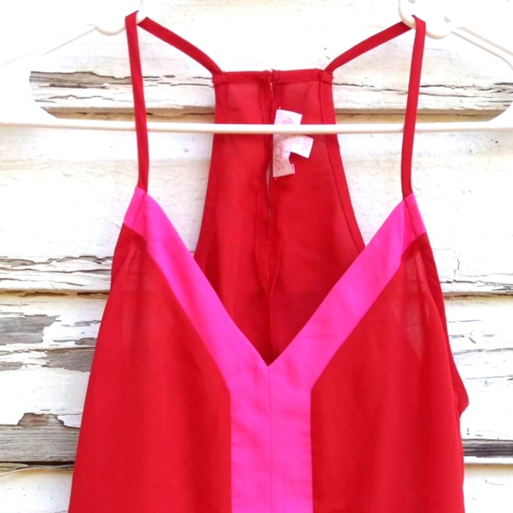 Womens Pink Lily blouse pink and red small